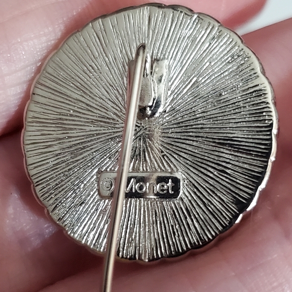 Vintage monet coin Roman Greek hat pin stick pin brooch silver euc vtg estate - Picture 4 of 6